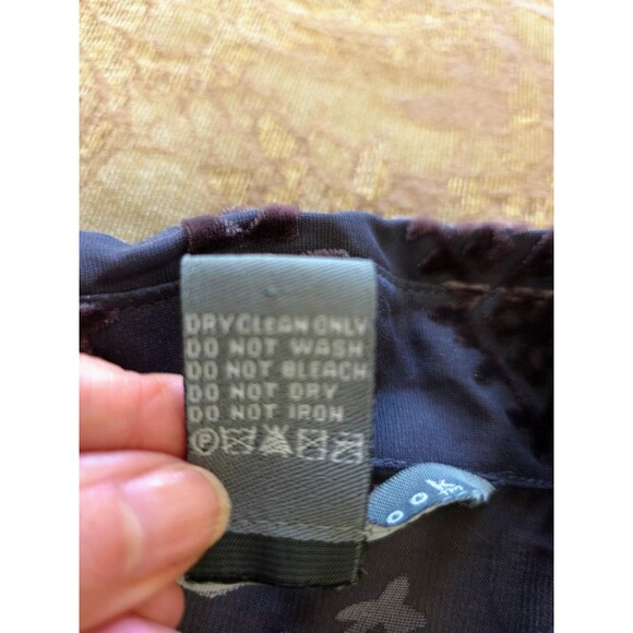 ZARA Burnout Velvet Abstract Print Blouse L Sexy Slits Dolman Sleeve Side Zip - Picture 10 of 10